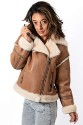 Women's exclusive lambskin coat Bisera Camel